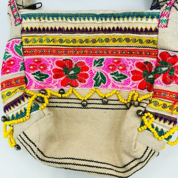Embroidered and Trimmed Fabric Shoulder Bag - Picture 6 of 7